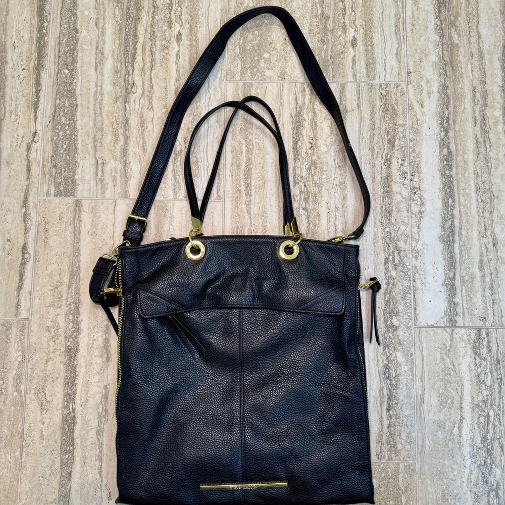 Steve Madden BDoublee large black tote double handle plus‎ should strap